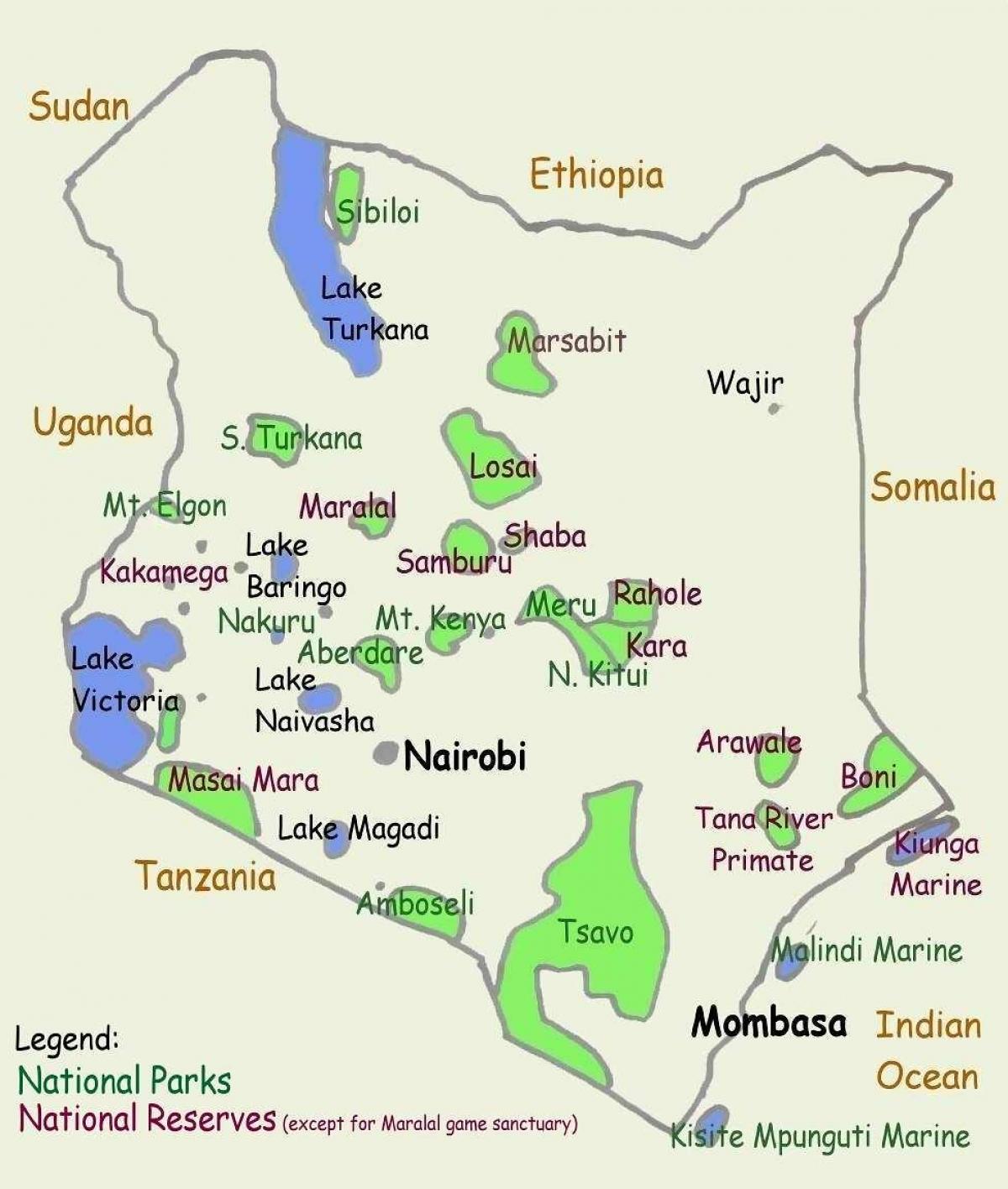 mapa jezior w Kenii