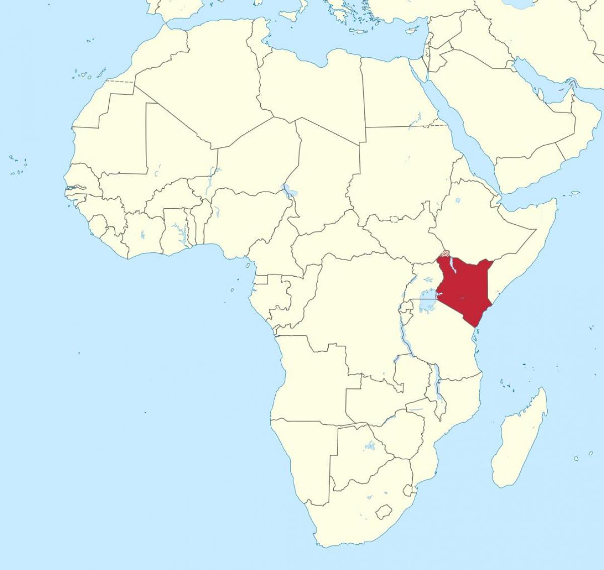 mapa Afryki, pokazując Kenii