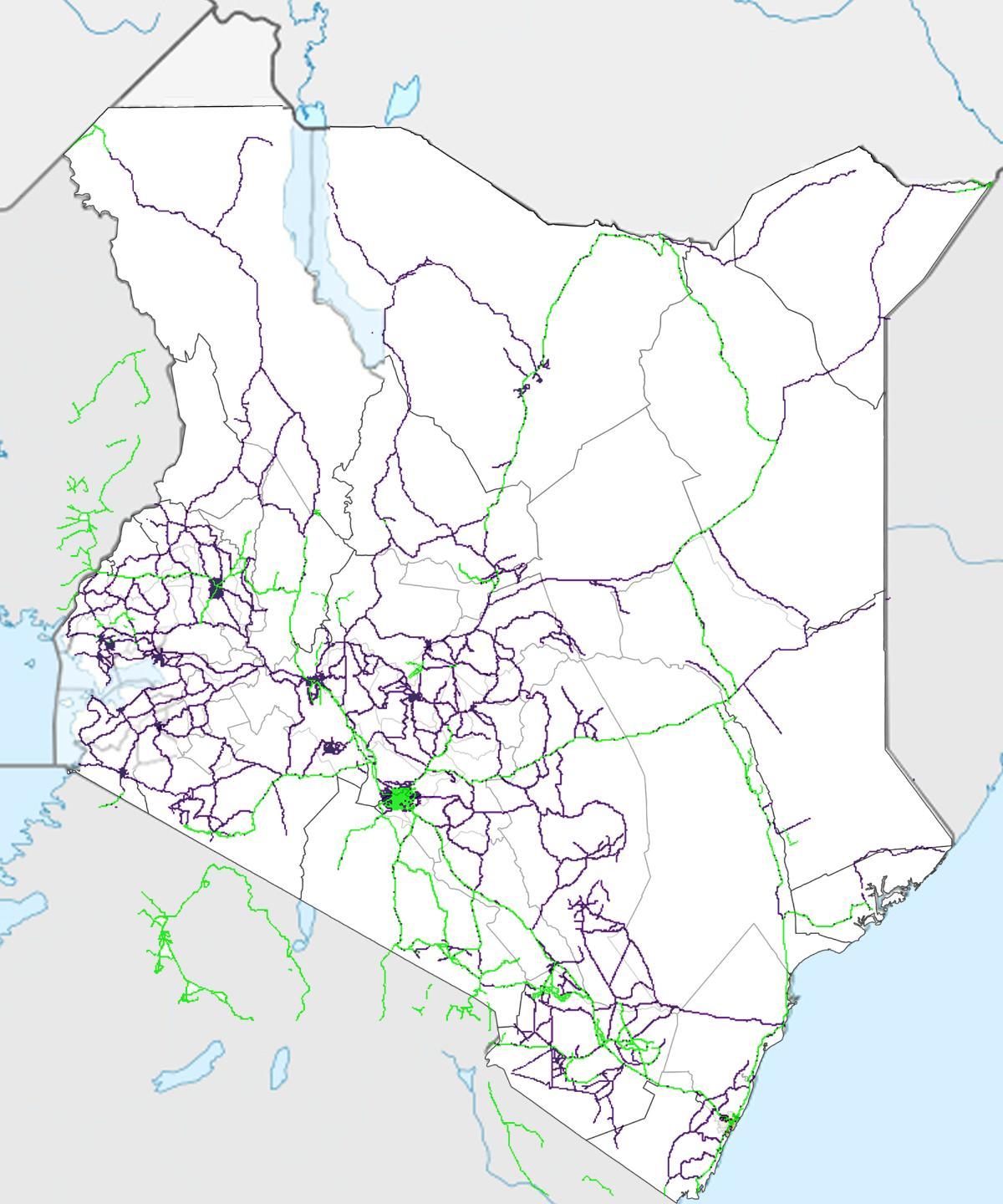 mapa linii kolejowych Kenii 