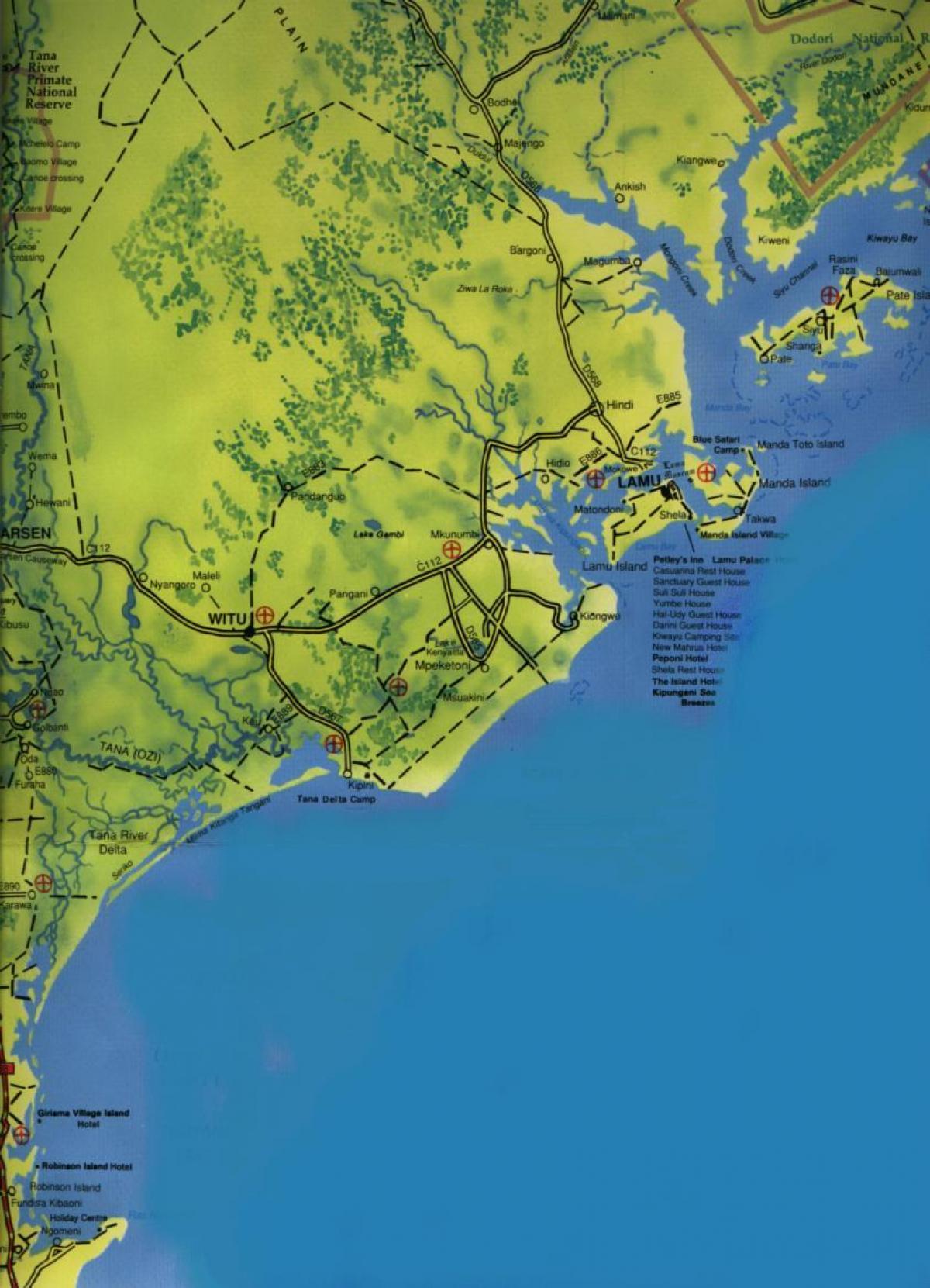 mapa Południowe wybrzeże Kenii