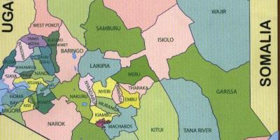 Okręgach Kenii na mapie