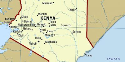 Mapa Kenii z miastami
