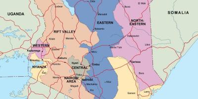 Mapa polityczna mapa Kenii