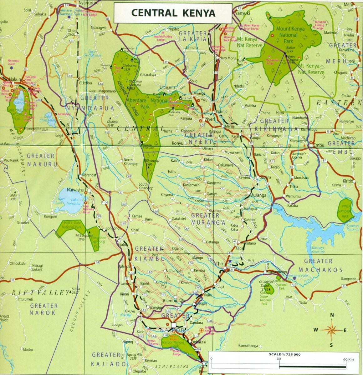 mapa środkowej Kenii