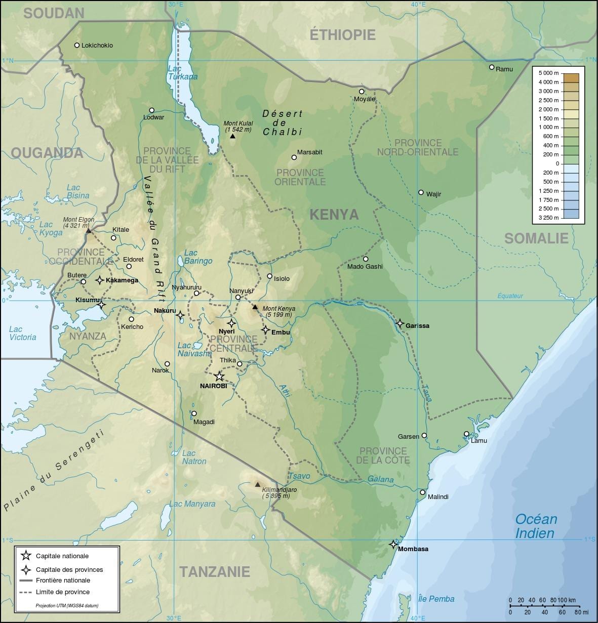 Kenia mapę terenu