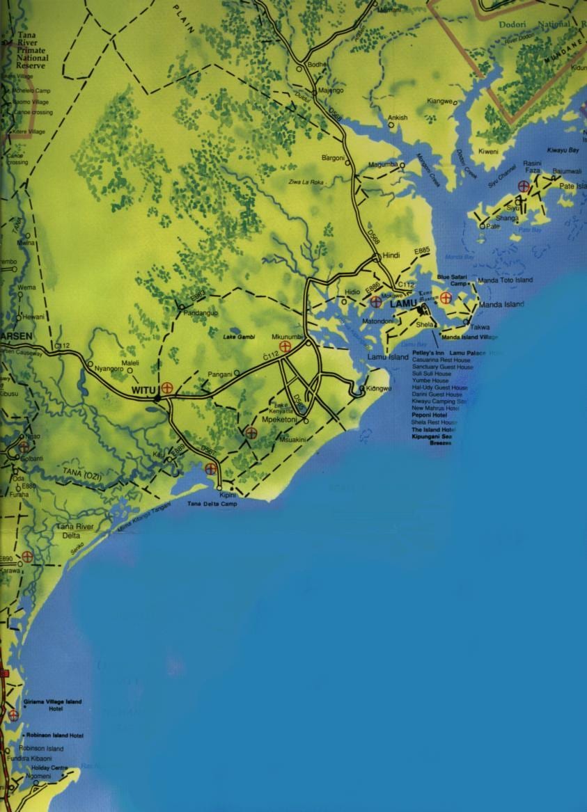 mapa Południowe wybrzeże Kenii
