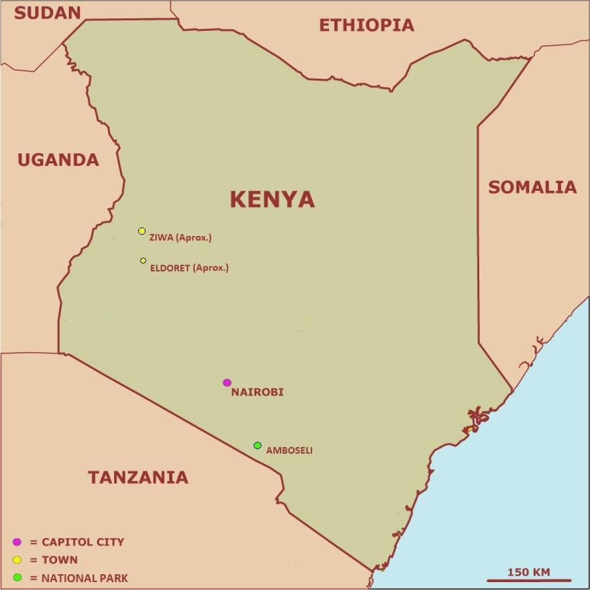 mapa prosta mapa Kenii