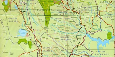 Mapa środkowej Kenii