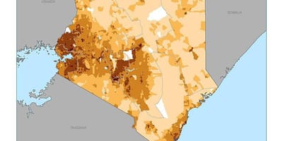 Kenia mapę gęstości zaludnienia 