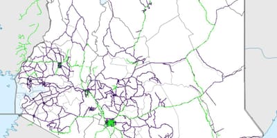Mapa linii kolejowych Kenii 