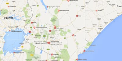 Mapa Kenii lotnisk