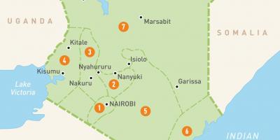 Mapa Kenii pokazuje prowincjach