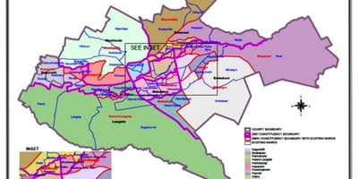 Granice okręgów wyborczych Kenii na mapie