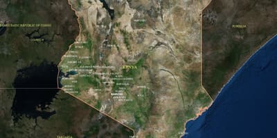 Mapa satelitarna mapa Kenii